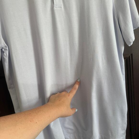 LULULEMON | Men's Evolution Stripe Polo Light Gray Tech Polo | Large - Picture 4 of 6